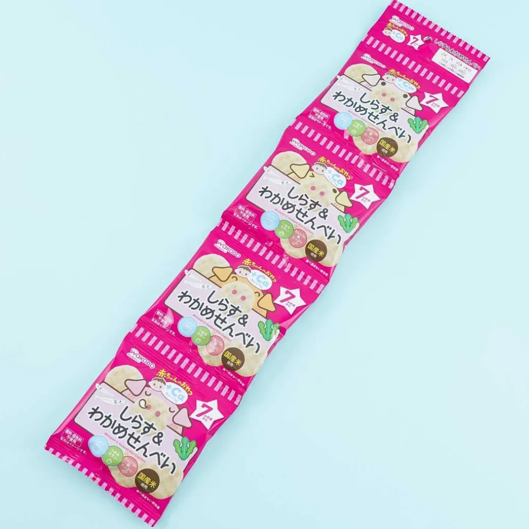 Wakodo Baby +Ca Whitebait & Seaweed Rice Crackers Mini Pack - 4 pcs