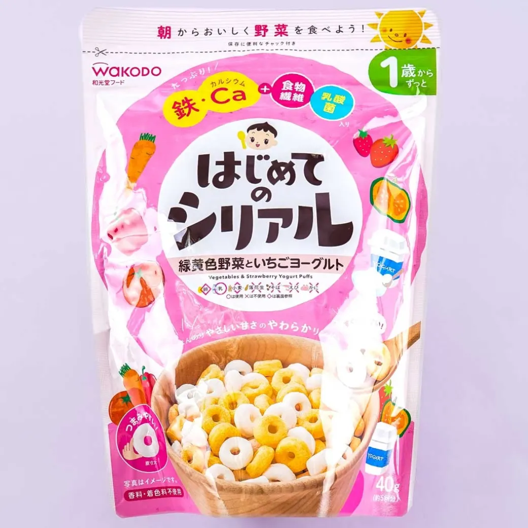 Wakodo First Cereal Baby Puffs - Vegetables & Strawberry Yogurt